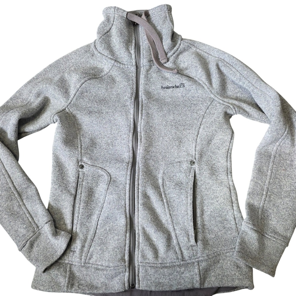 Avalanche Gray Fleece Zip Up Jacket Women's Size M‎ Funnel Neck Thumbholes
